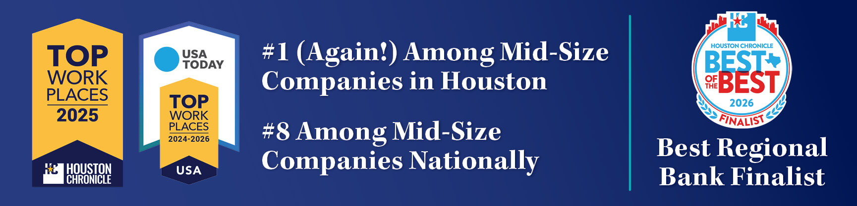 Central Bank Named Houston Chronicle Best of the Best and Top Workplaces