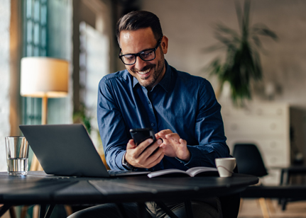 Man looking at his cell phone